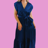 Mishal Silk Maxi Dress - Navy