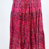 Britt Smocked Midi Skirt - Magenta Blossom