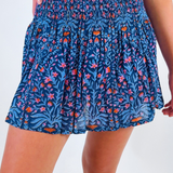 Wesley Blockprint Mini Skirt - Navy Multi Blossom