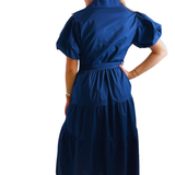 Astrid Puff Sleeve Button Down Maxi Dress - Navy