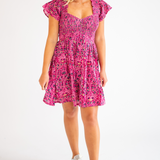 Abby Sweetheart Mini Dress - Magenta Blossom