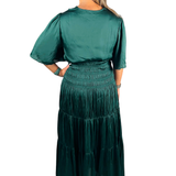 Teal Satin Midi Dress - Teal Blue