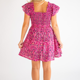 Abby Sweetheart Mini Dress - Magenta Blossom