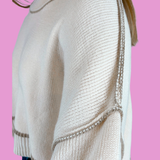 Blake Contrast Crop Sweater - Ivory