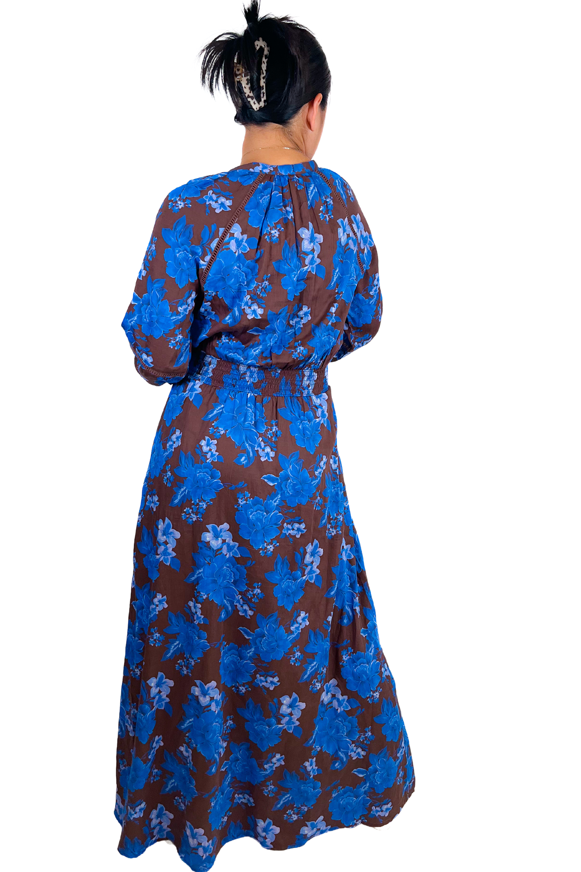 Leo Long Sleeve Maxi Dress - Cobalt Floral