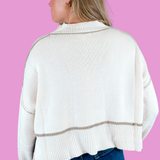 Blake Contrast Crop Sweater - Ivory