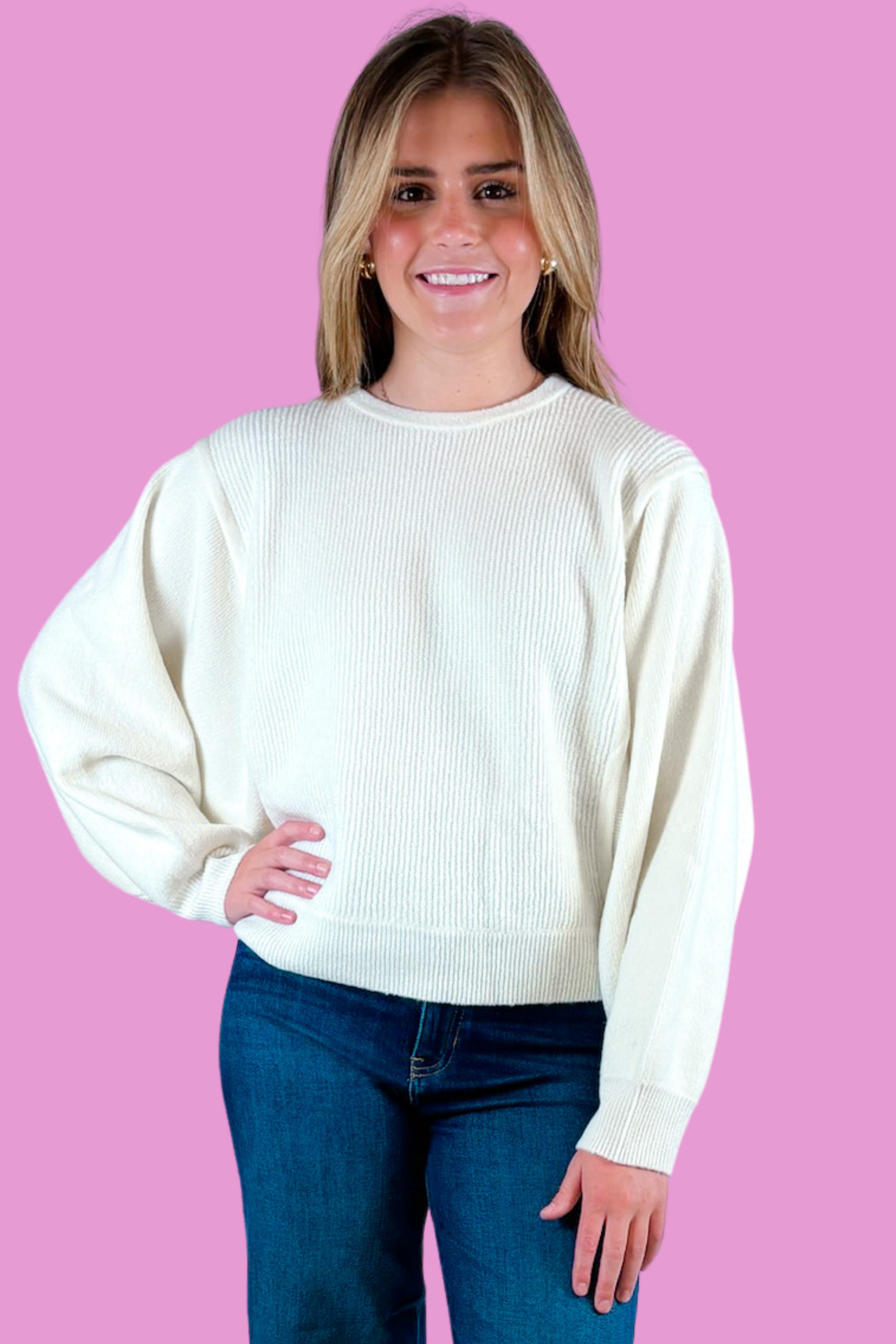 Rylee Ribbed Sweater - Ivory