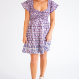 Abby Sweetheart Mini Dress - Purple Mix Print