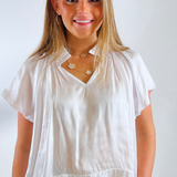 Brianna V-Neck Top - White