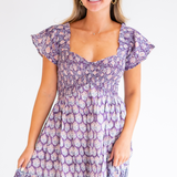 Abby Sweetheart Mini Dress - Purple Mix Print