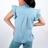 Aria Button Down Top - Light Blue