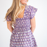 Abby Sweetheart Mini Dress - Purple Mix Print