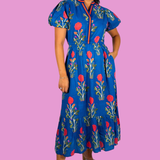 Abi Maxi Floral Dress - Blue Flower