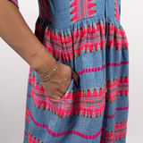 Islander Woven Mini Dress - Pink/Blue