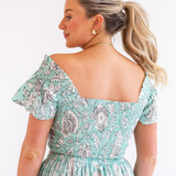 Tina Smocked Crop Top - Mint Floral