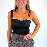 Anna Smocked Tank - Black