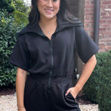 Scuba Full Zip Romper - Black