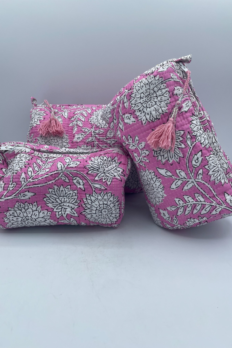 Set of 3 Lined Cosmetic Bags