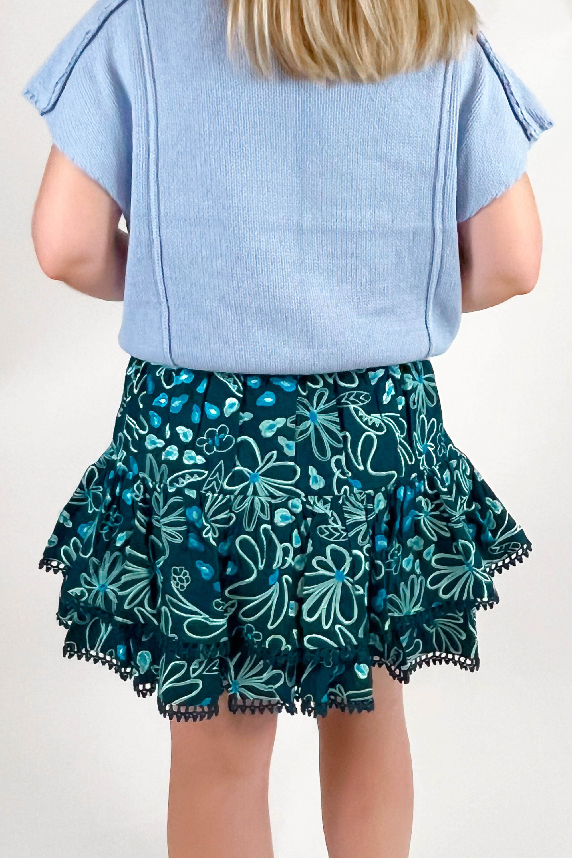 Annie Embroidered Skort - Daisy Teal