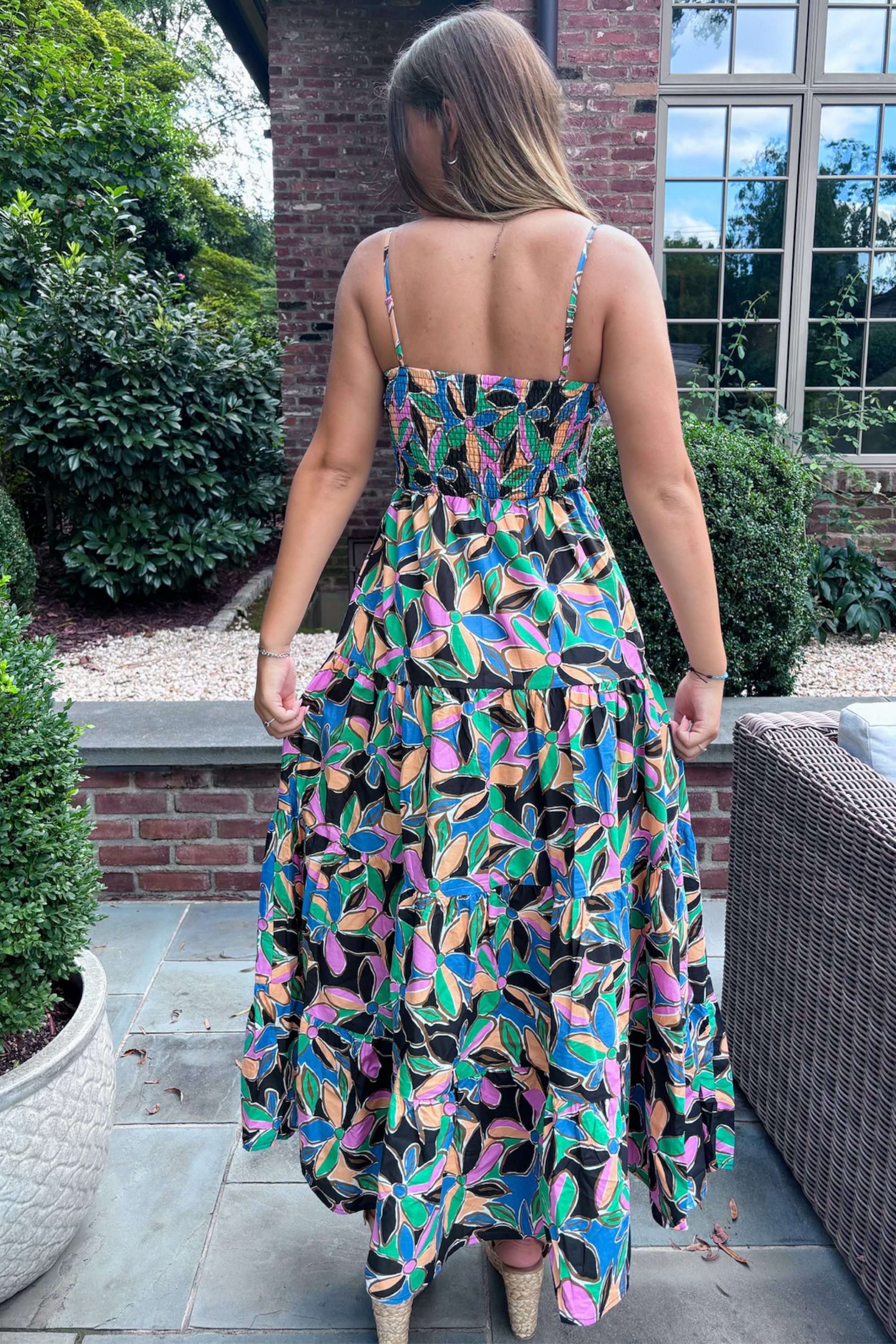 Laney Tiered Maxi Dress - Black Multi