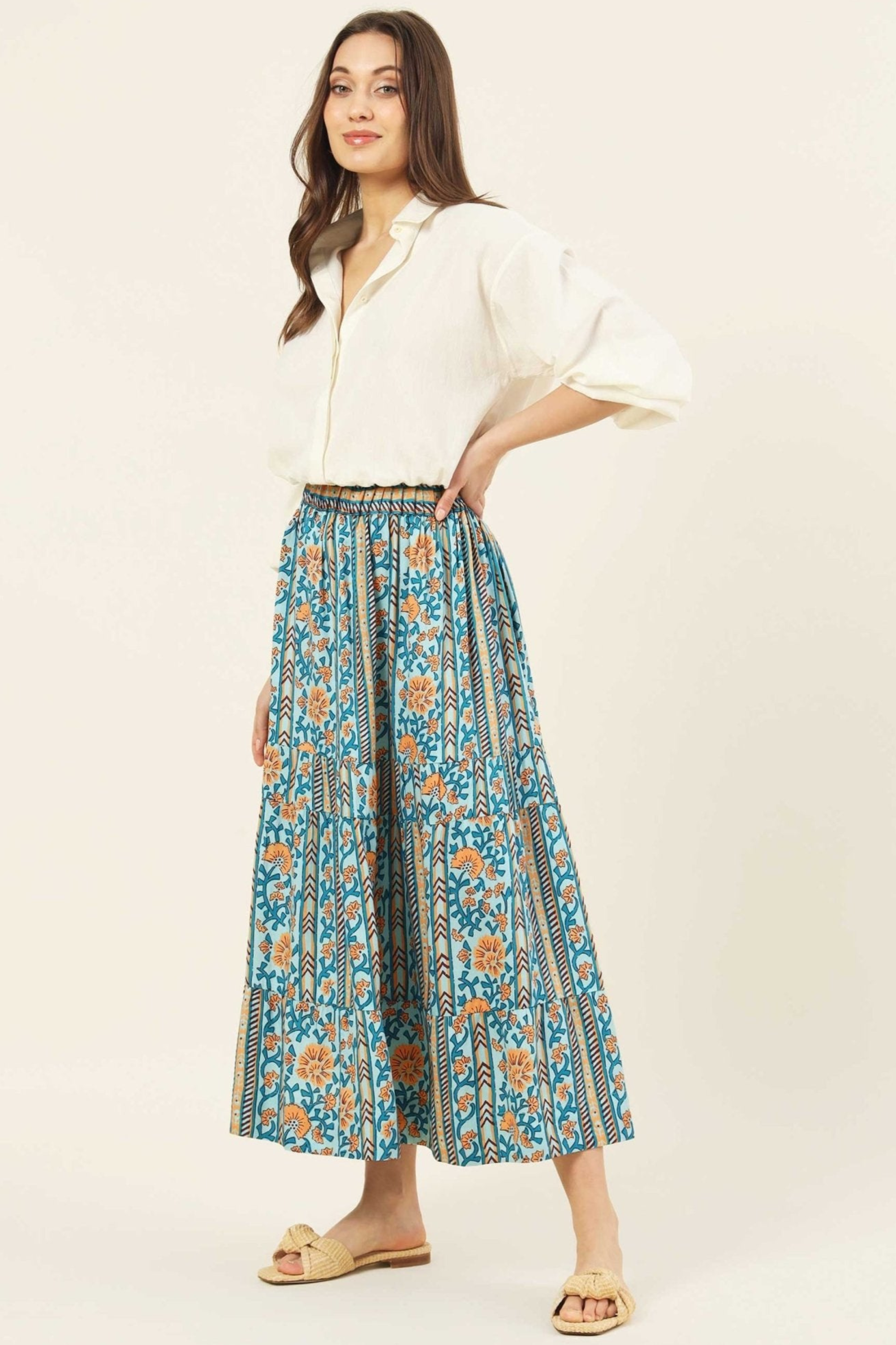 Stella Poplin Maxi Skirt - Maia Oxford