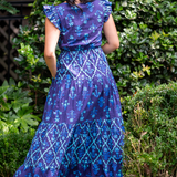 Newport Cut Out Maxi Dress - Navy Trellis