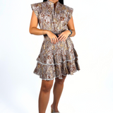 Poppy Metallic Mini Dress - Taupe