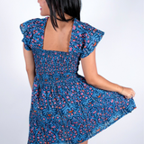 Abby Sweetheart Mini Dress - Navy Multi Blossom