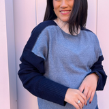 Victoria Colorblock Sweater - Denim Combo