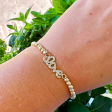 Love Gold Beaded Pave Bracelet