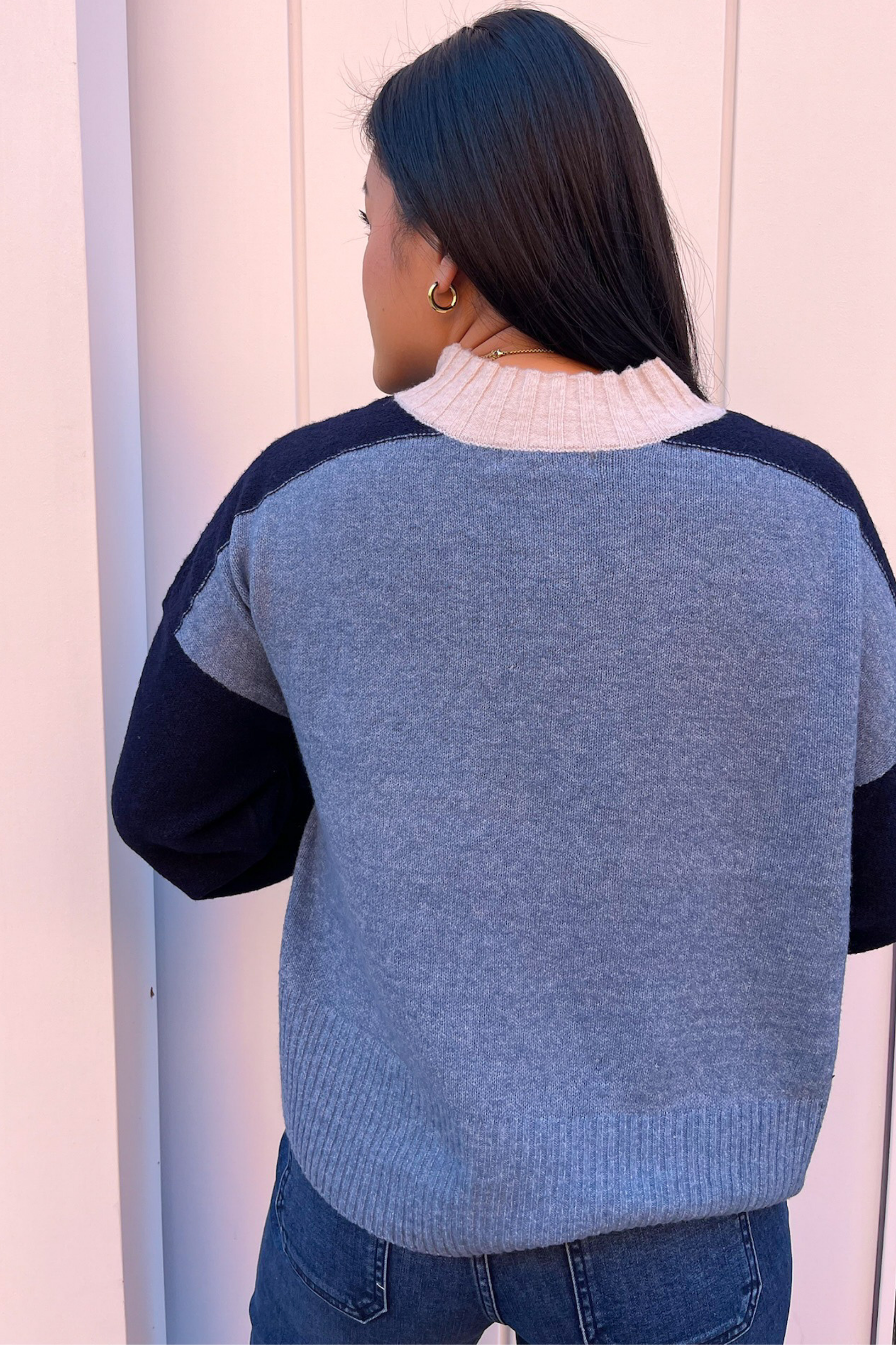 Victoria Colorblock Sweater - Denim Combo