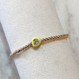 Heart Enamel Gold Bead Bracelet - Yellow