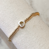 Heart Enamel Gold Bead Bracelet - White