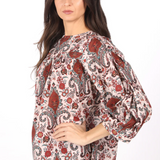 Johanna Paisley Long Sleeve Top - Bordeaux