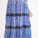 Britt Smocked Maxi Skirt - Peri Purple Rose