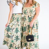 Britt Smocked Maxi Skirt - Ivory Tropical