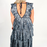 Sara Snake Midi Dress - Blue Multi/Navy