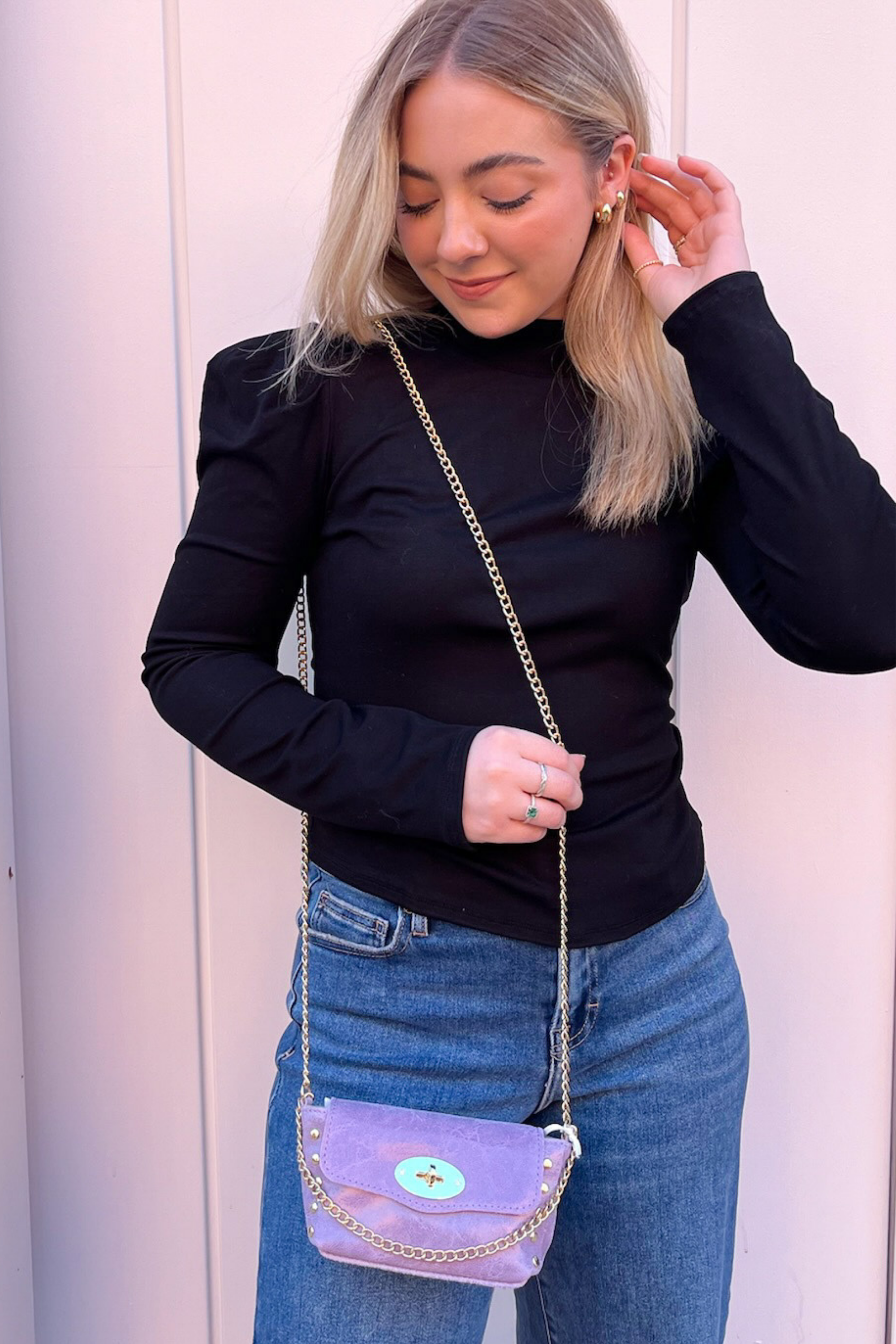 Gemma Mini Leather Crossbody Bag - Lilac