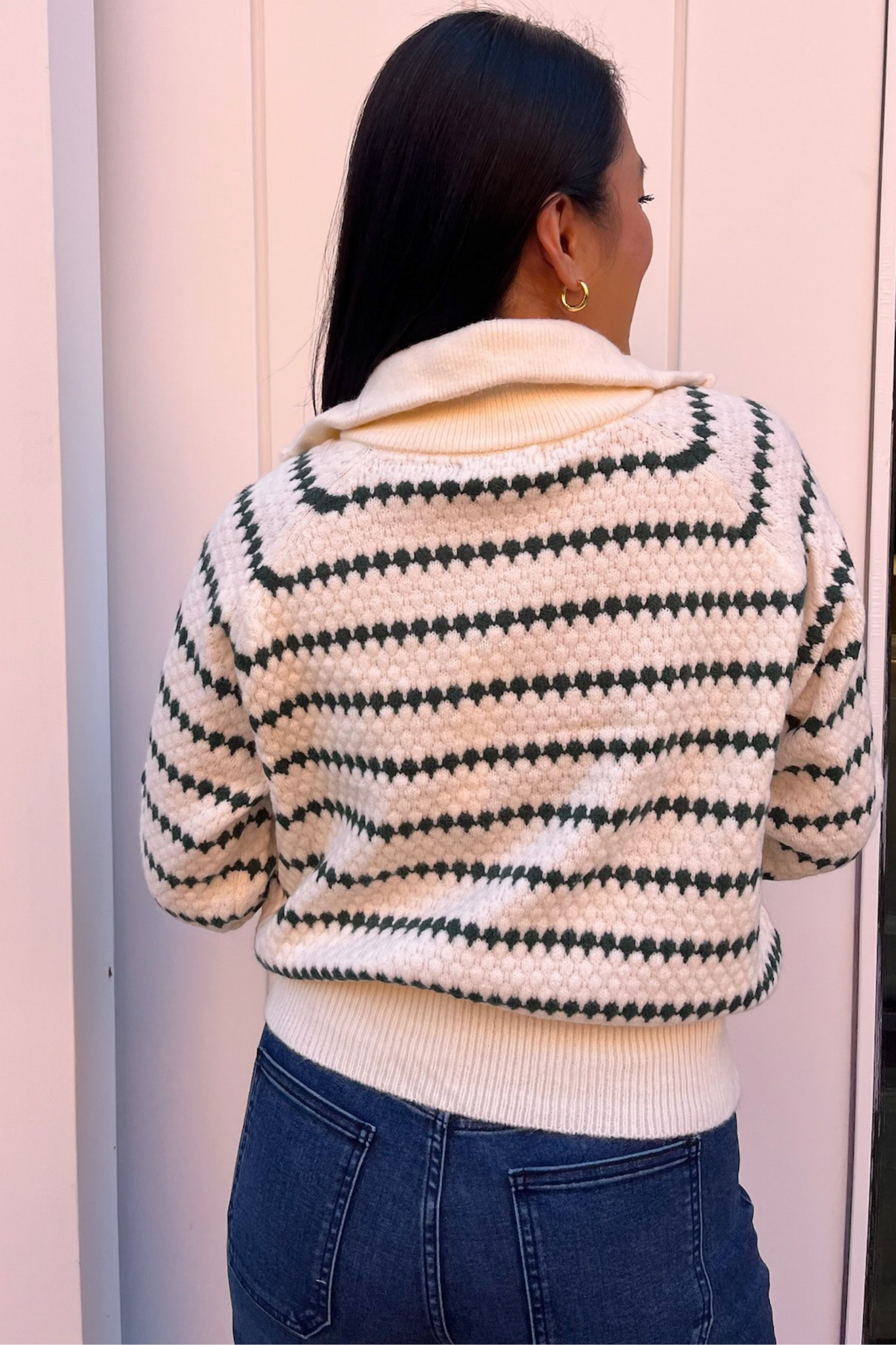 Abbi Collared Sweater - Hunter Green