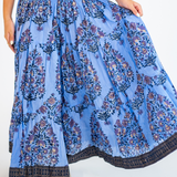 Britt Smocked Midi Skirt - Peri Purple Floral