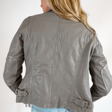 Sofia Leather Jacket - Silver Gray