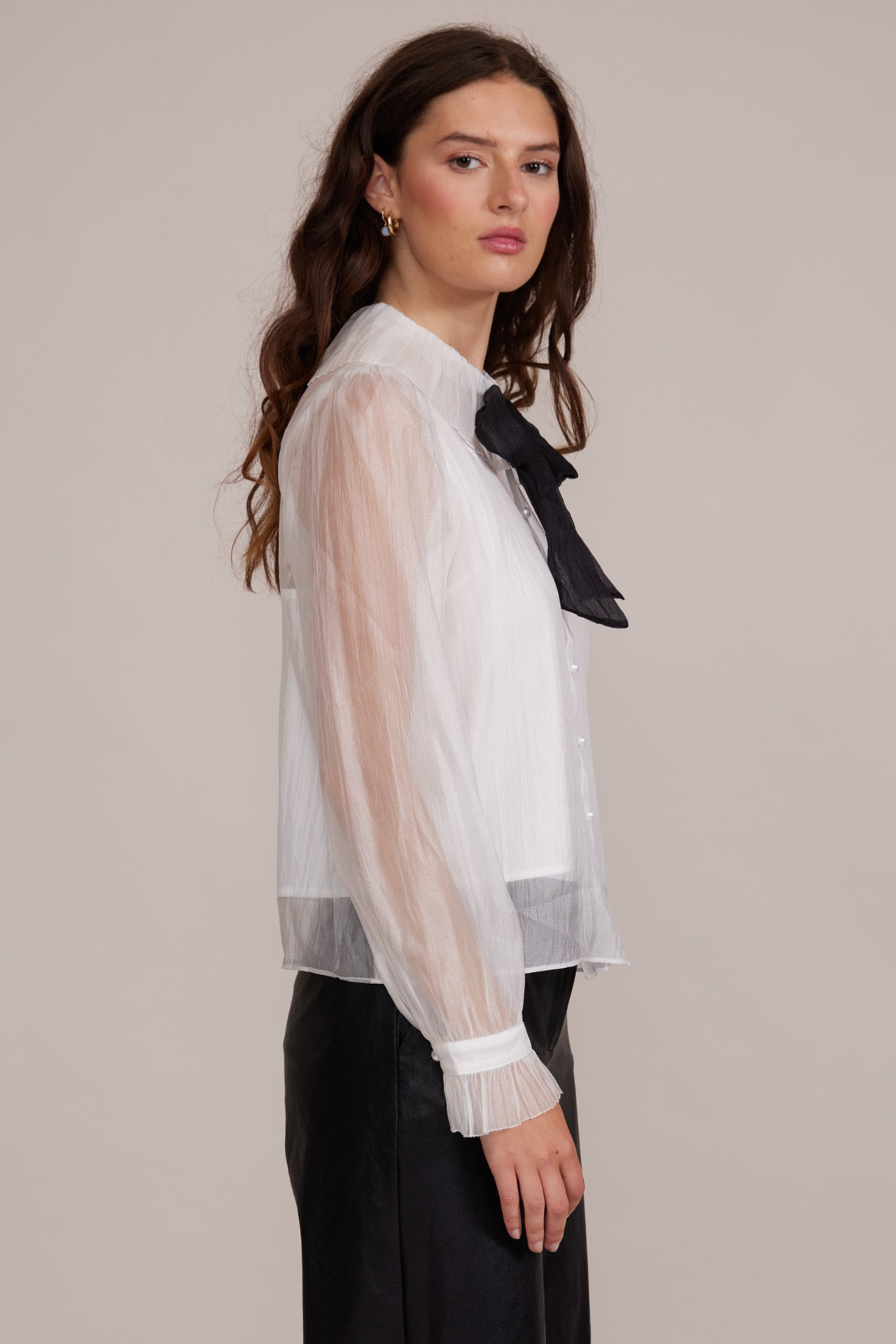 Garance Bow Button Down Blouse - White