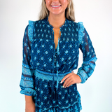 Astrid Mini Dress - Navy Medallion