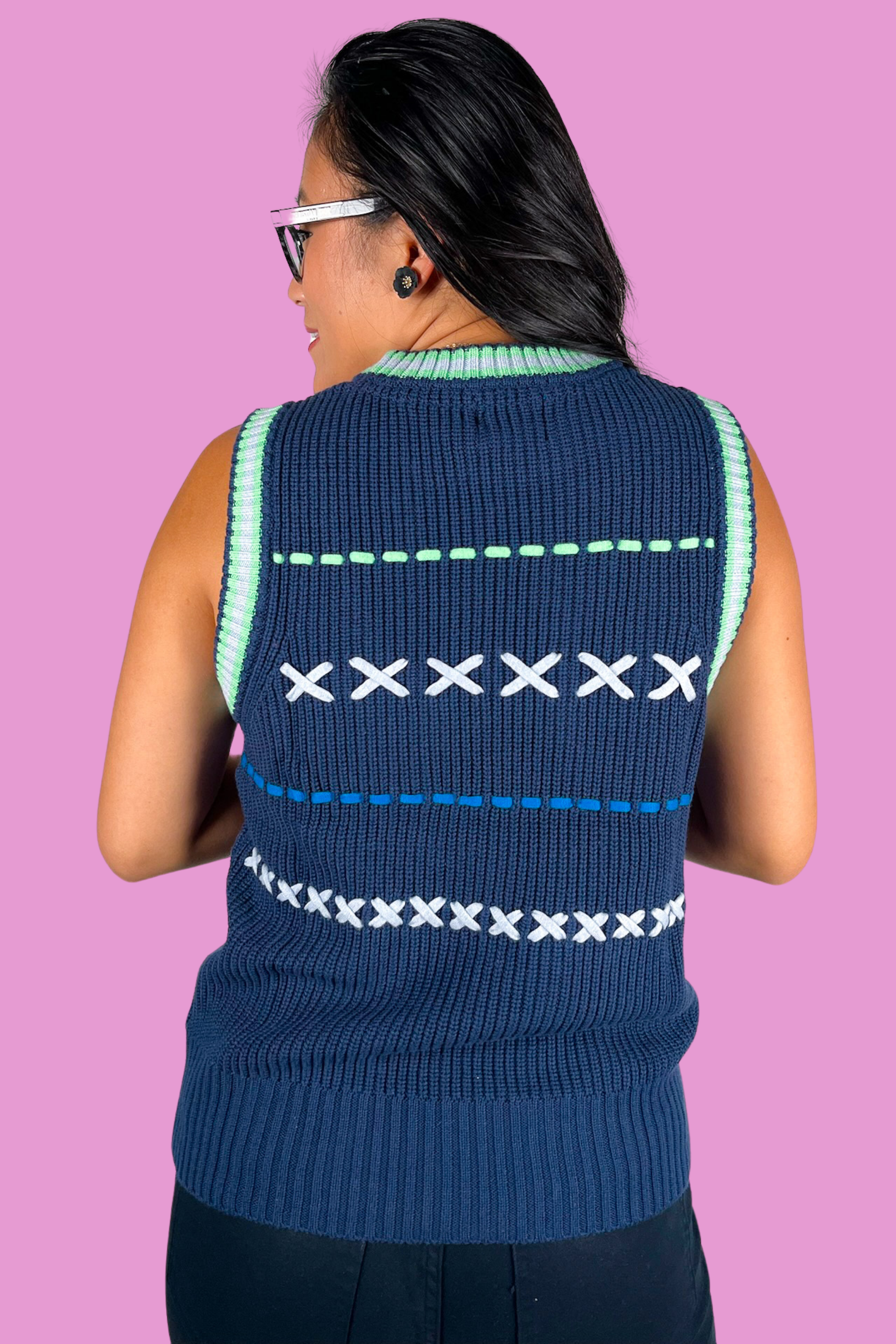 Parker Stitched Vest - Sailor/Frost Blue