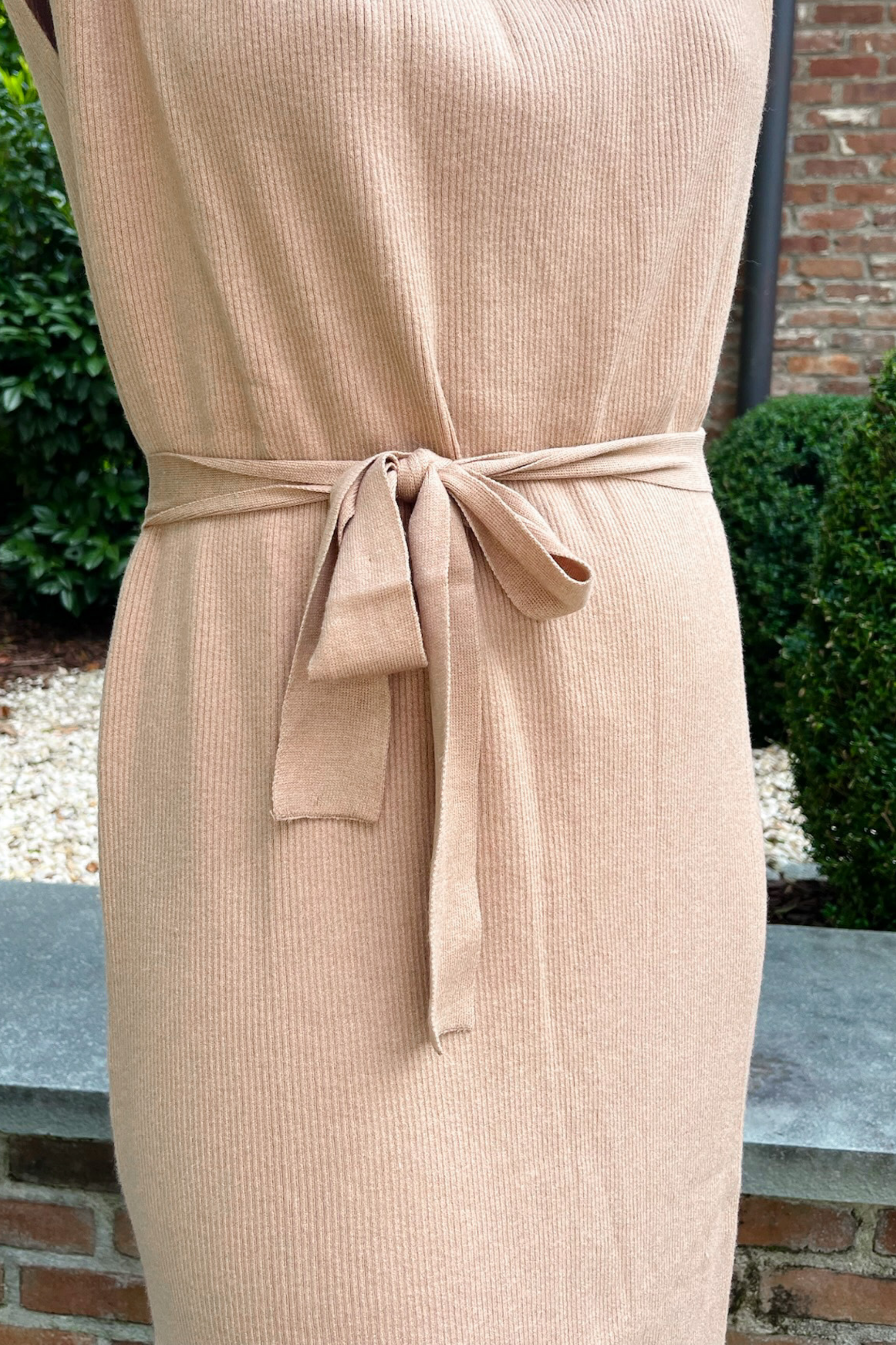 Norane Belted Sweater Dress - Camel