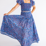 Britt Smocked Maxi Skirt - Navy Multi Blossom