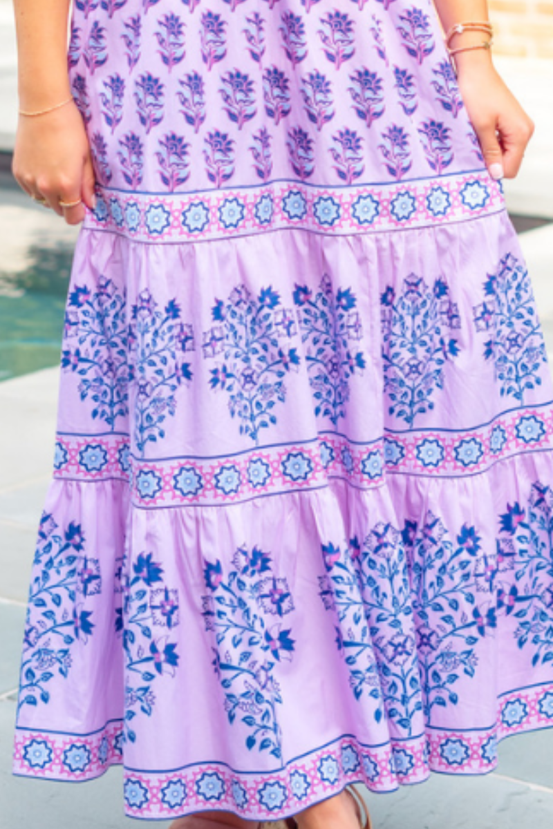 Cisco Blockprint Maxi Dress - Lavender