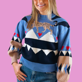 Wild Animal Long Sleeve Sweater - Blue