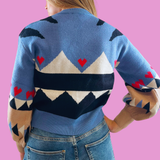 Wild Animal Long Sleeve Sweater - Blue