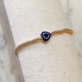 Heart Enamel Gold Bead Bracelet - Blue